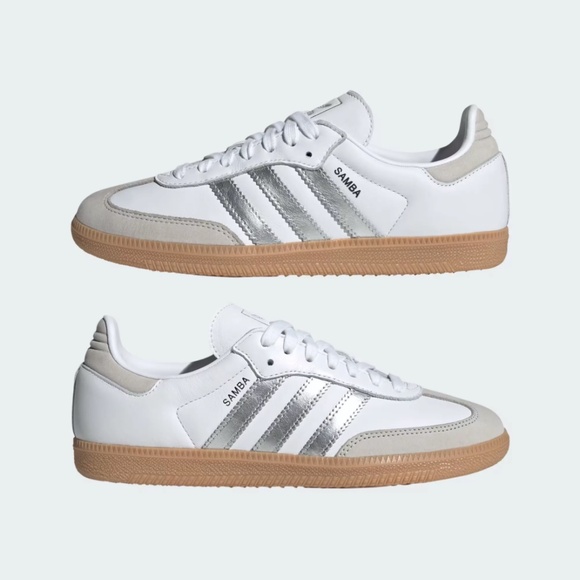 adidas Shoes - adidas Originals Samba OG white/silver leather – size 8.5M / 9.5W